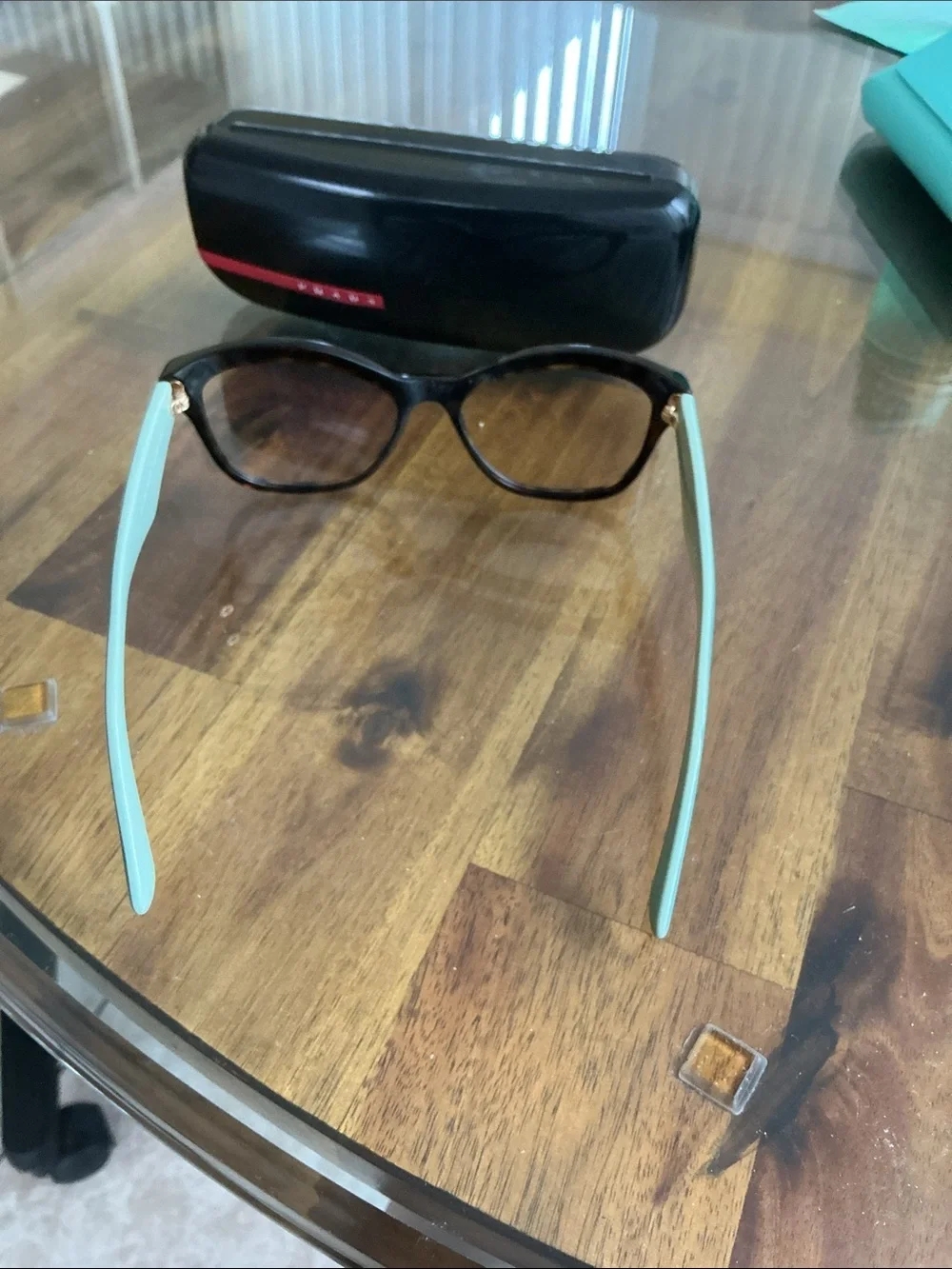 Prada Cat-Eye Glasses in Tortoise with Mint Temples